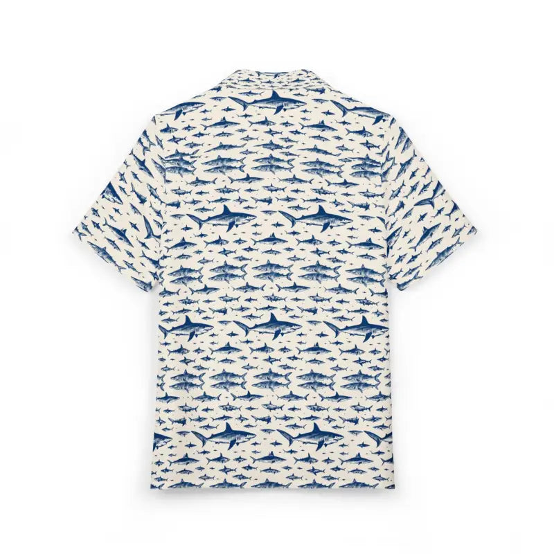 Ocean-inspired sharks printed Hawaiian short-sleeve button-down shirt for men