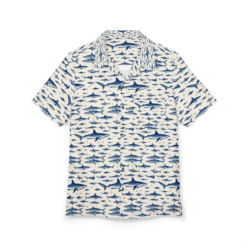 Shark-patterned short-sleeved Hawaiian shirt from Ocean-Inspired Sharks collection