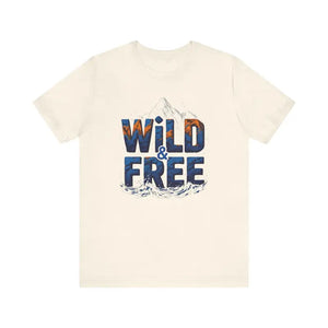 Cream-colored short-sleeve T-shirt with WILD AND FREE graphic for Off White collection