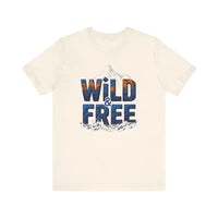 Cream-colored short-sleeve T-shirt with WILD AND FREE graphic for Off White collection
