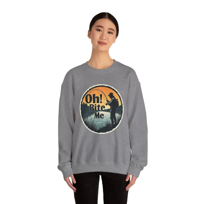 Oh Bite Me Fishing Crewneck Sweatshirt for Anglers - Ocean State Styles