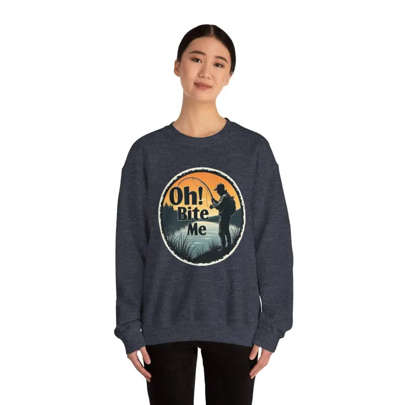 Oh Bite Me Fishing Crewneck Sweatshirt for Comfort and Style - Ocean State Styles
