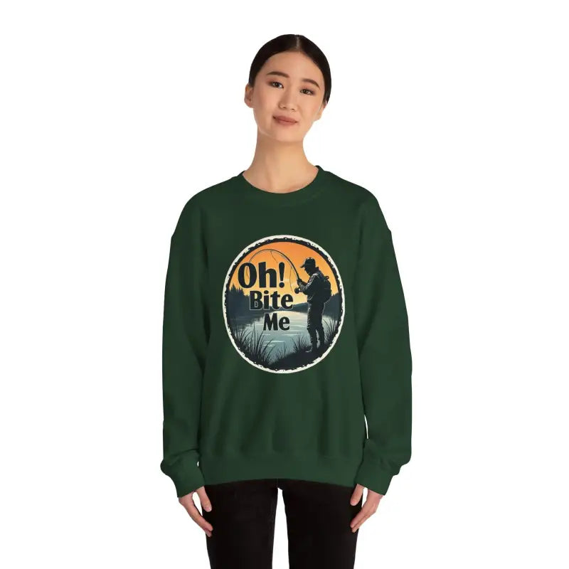 Oh Bite Me Fishing Crewneck Sweatshirt for Comfort and Style - Ocean State Styles