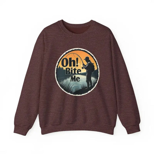 Oh Bite Me Fishing Crewneck Sweatshirt for Comfort and Style - Ocean State Styles
