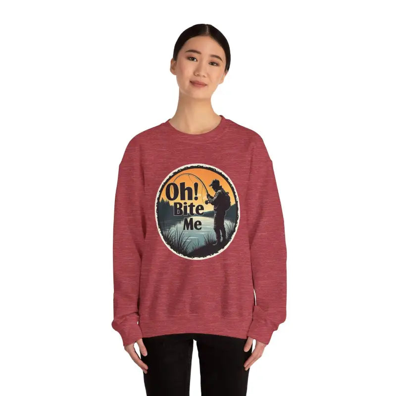 Oh Bite Me Fishing Crewneck Sweatshirt for Comfort and Style - Ocean State Styles