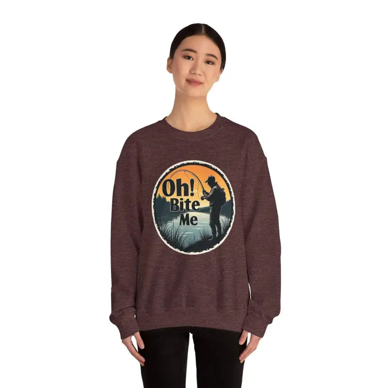 Oh Bite Me Fishing Crewneck Sweatshirt for Comfort and Style - Ocean State Styles