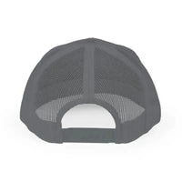 Charcoal gray mesh baseball cap with rock climbing design