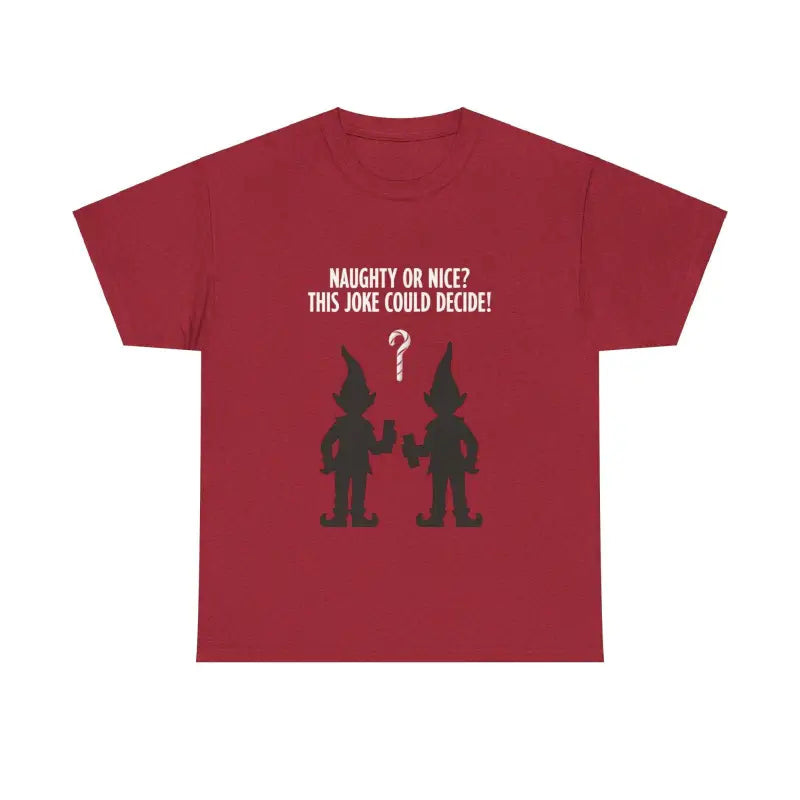 Maroon t-shirt featuring an elf graphic in a stylish design for casual wear