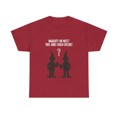 Maroon t-shirt featuring an elf graphic in a stylish design for casual wear