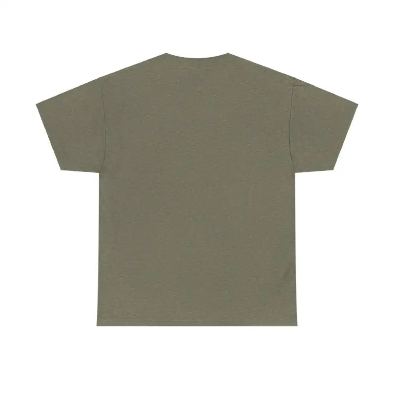 Olive green t-shirt featuring a whimsical elf graphic for casual wear