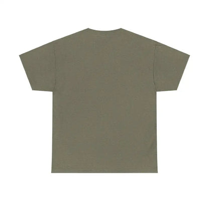 Olive green t-shirt featuring a whimsical elf graphic for casual wear