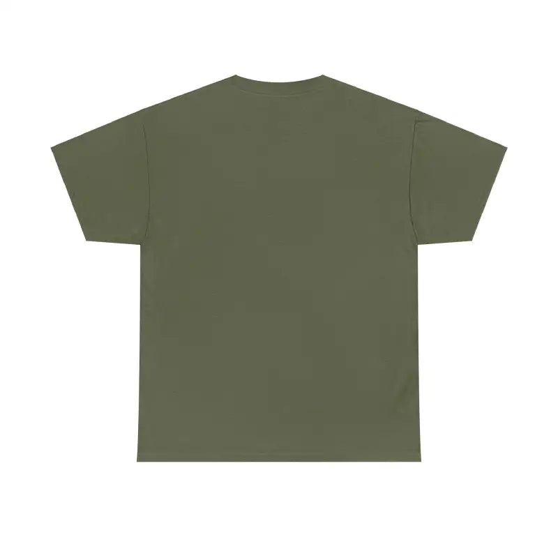 Olive Green T Shirt with Elf Graphic displayed on a neutral background