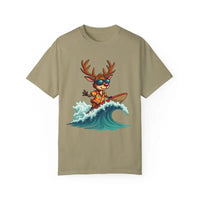 Orange Surfing Reindeer T Shirt for Festive Fun Vibes - Ocean State Styles