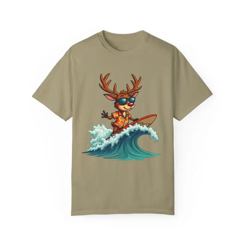 Orange Surfing Reindeer T Shirt for Festive Fun Vibes - Ocean State Styles