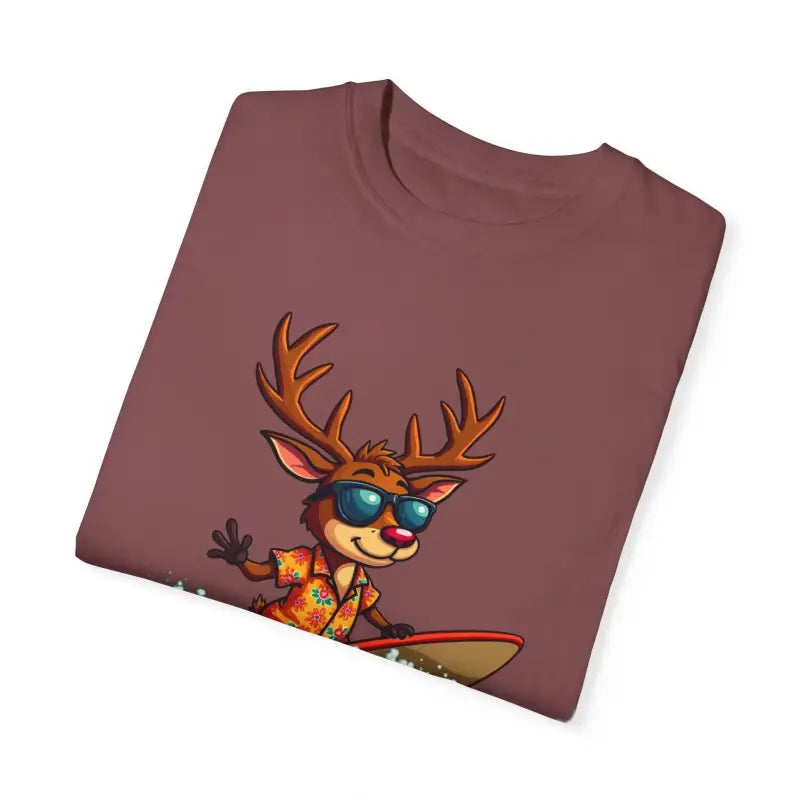 Orange Surfing Reindeer T Shirt for Festive Fun Vibes - Ocean State Styles