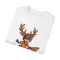 Orange Surfing Reindeer T Shirt for Festive Fun Vibes - Ocean State Styles