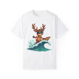 Orange Surfing Reindeer T Shirt for Festive Fun Vibes - Ocean State Styles