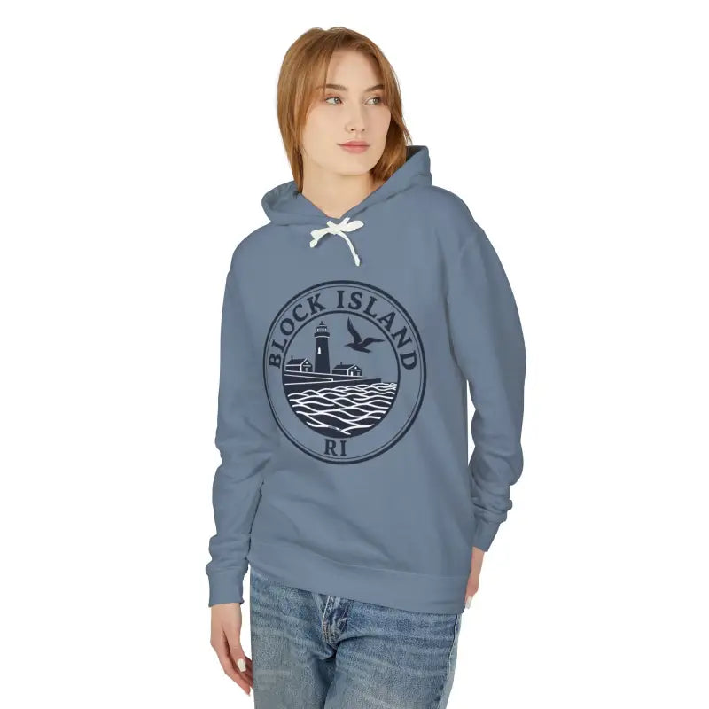 Pastel Block Island RI Graphic Hooded Sweatshirt - Ocean State Styles