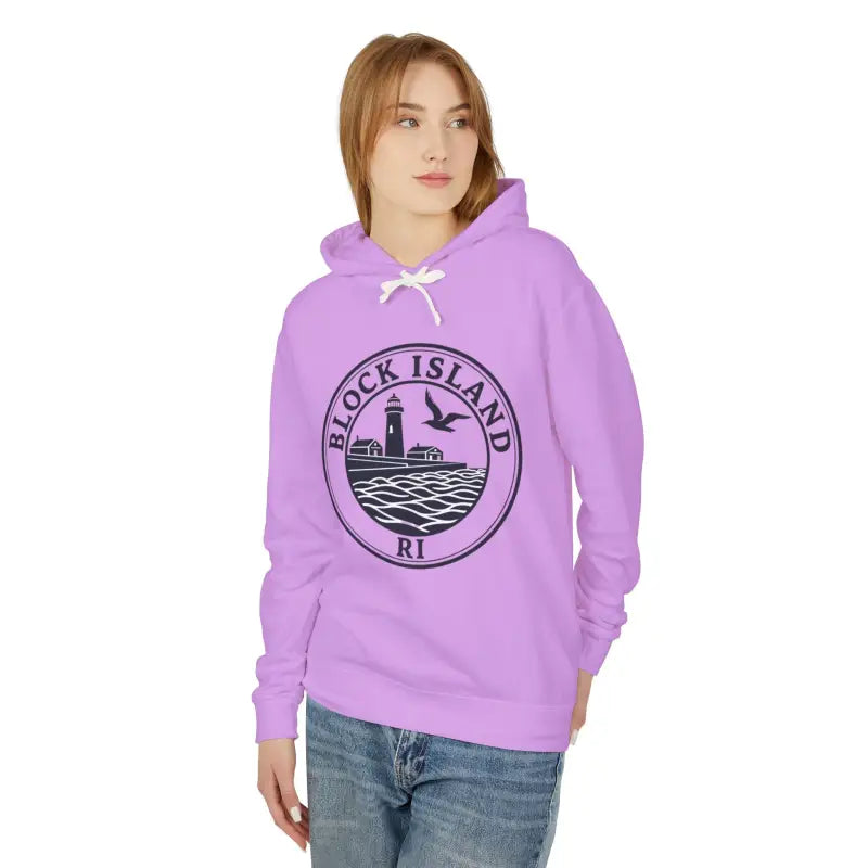 Pastel Block Island RI Graphic Hooded Sweatshirt - Ocean State Styles
