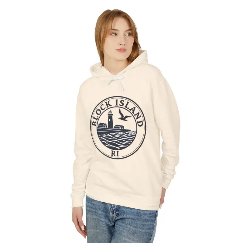 Pastel Block Island RI Graphic Hooded Sweatshirt - Ocean State Styles