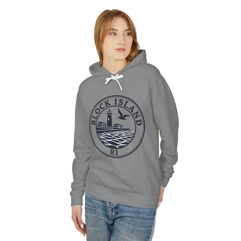 Pastel Block Island RI Graphic Hooded Sweatshirt - Ocean State Styles