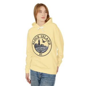 Pastel Block Island RI Graphic Hooded Sweatshirt - Ocean State Styles