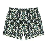 Patterned Men's Swim Trunks and Women's Shorts in Stylish Greens and Blacks Geometric Design - Ocean State Styles
