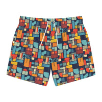 Patterned Men's Swim Trunks Colorful Geometric Design for Summer Fun - Ocean State Styles
