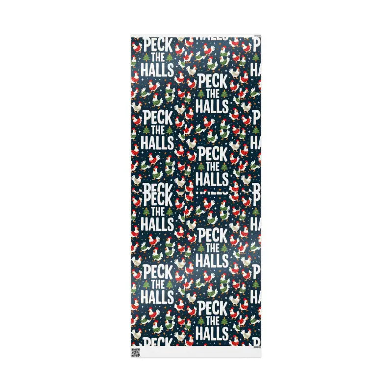 Peck the Halls Christmas Wrapping Paper featuring a festive chicken pattern design