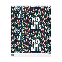 Peck The Halls Christmas Wrapping Paper With Chicken Pattern - Ocean State Styles