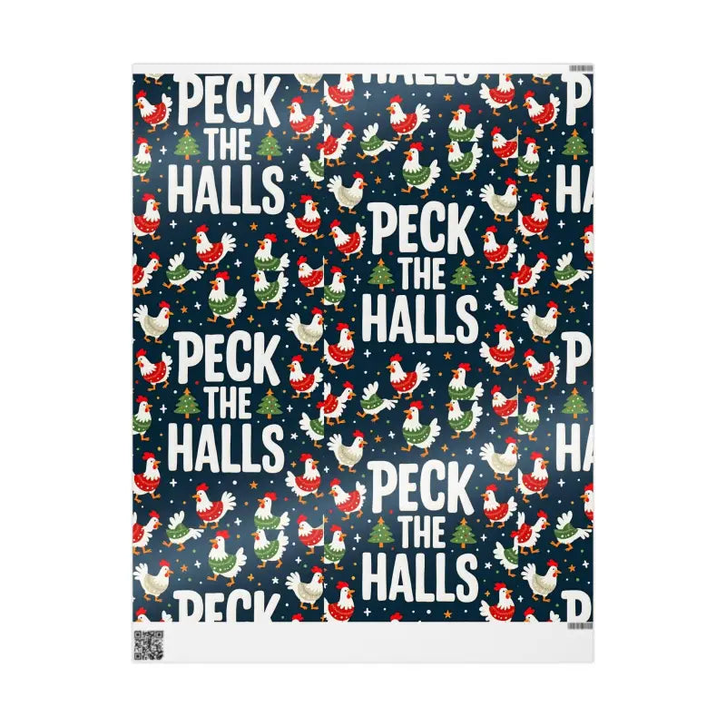 Peck The Halls Christmas Wrapping Paper With Chicken Pattern - Ocean State Styles