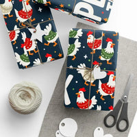 Peck The Halls Christmas Wrapping Paper With Chicken Pattern - Ocean State Styles