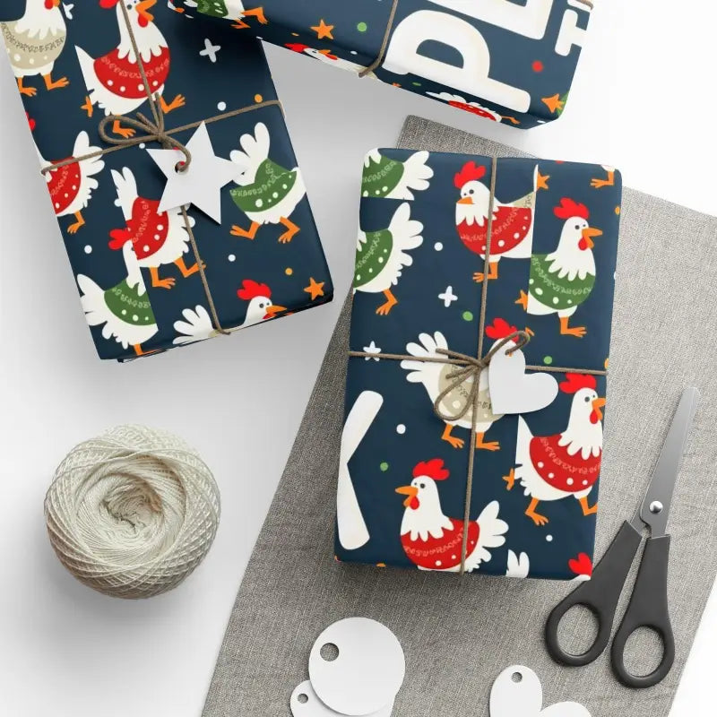 Peck The Halls Christmas Wrapping Paper With Chicken Pattern - Ocean State Styles