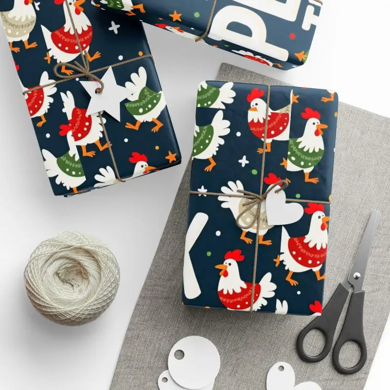 Peck The Halls Christmas Wrapping Paper With Chicken Pattern - Ocean State Styles