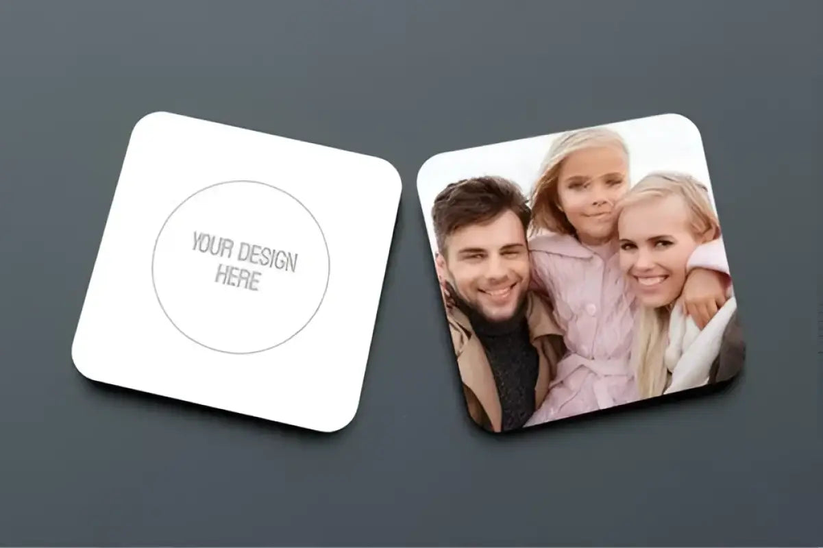 Two square coasters from Personalized Square Drink Coasters by Even Keel