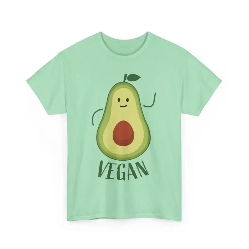 Mint green t-shirt featuring an avocado graphic from Pink Avocado Graphic Eco Friendly Vegan T Shirt