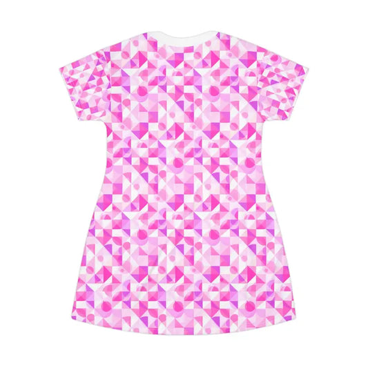 Vibrant Pink Geometric Patterned Dress for Parties and Casual Outings - Ocean State Styles