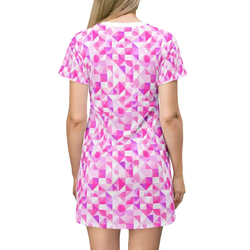 Vibrant Pink Geometric Patterned Dress for Parties and Casual Outings - Ocean State Styles