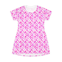 Vibrant Pink Geometric Patterned Dress for Parties and Casual Outings - Ocean State Styles