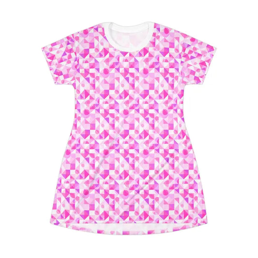 Vibrant Pink Geometric Patterned Dress for Parties and Casual Outings - Ocean State Styles