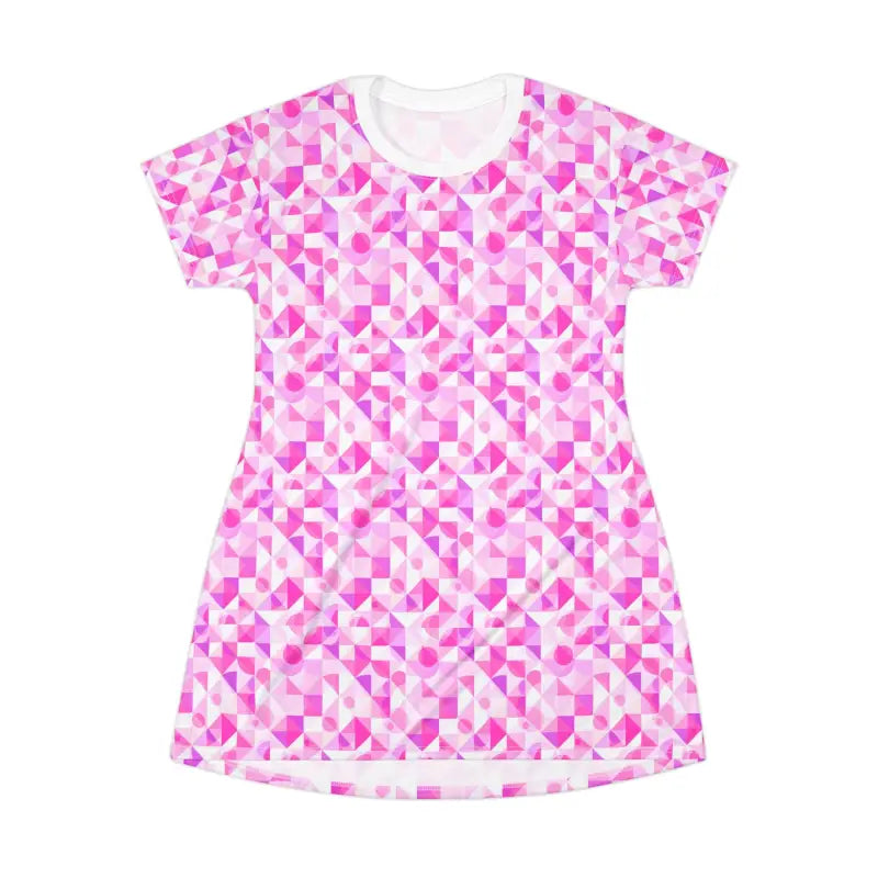 Vibrant Pink Geometric Patterned Dress for Parties and Casual Outings - Ocean State Styles