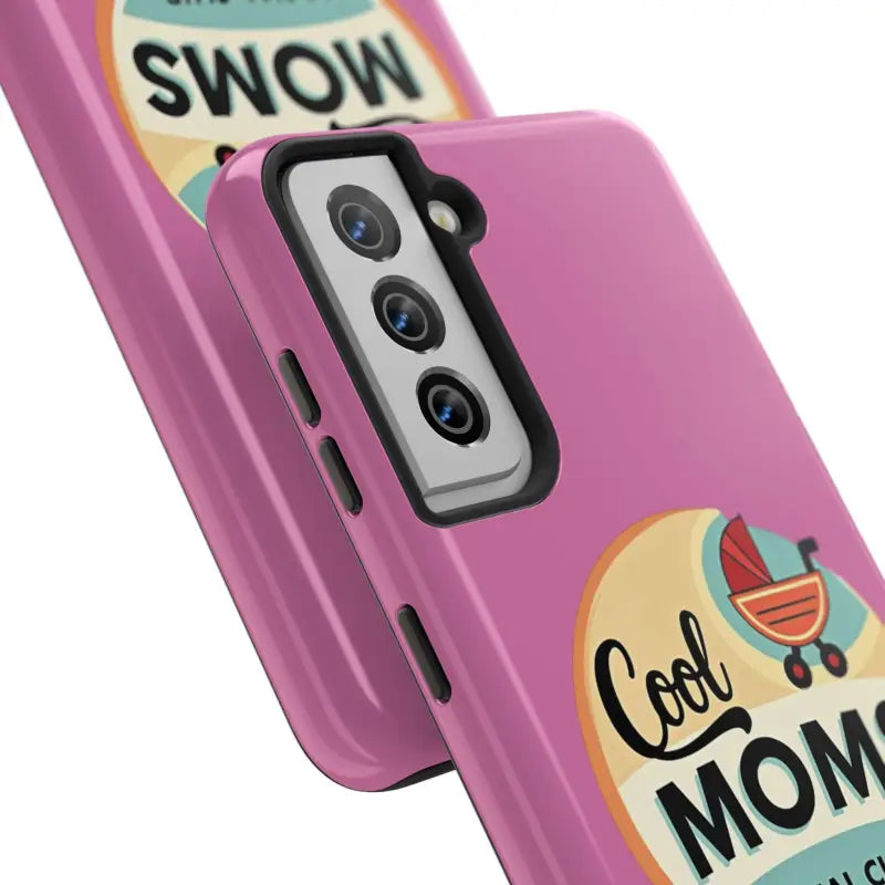 Pink Phone Case with Cool Moms Social Club Design for stylish protection and charm