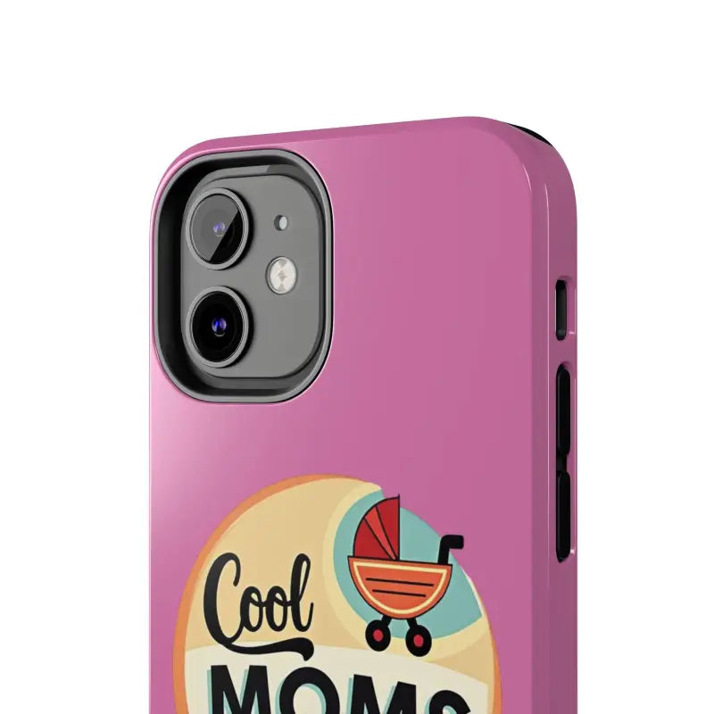 Pink Phone Case with Cool Moms Social Club Design, stylish and protective accessory