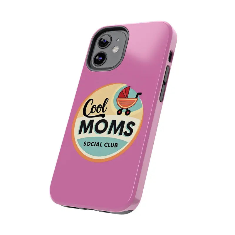 Pink phone case featuring Cool Moms Social Club design in a stylish and trendy look