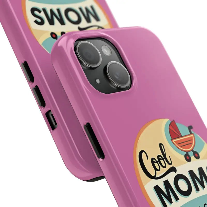 Pink Phone Case featuring Cool Moms Social Club design, ideal for stylish phone protection