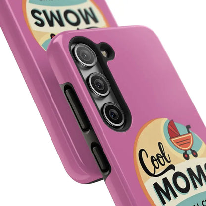 Pink Phone Case with Cool Moms Social Club Design for stylish protection and organization