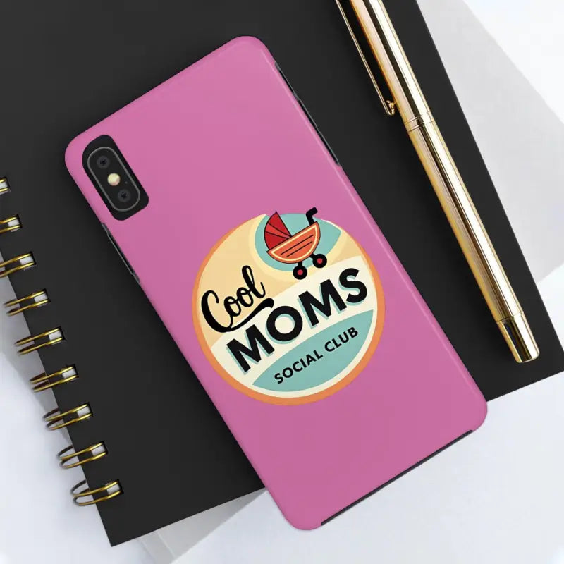 Pink Phone Case with Cool Moms Social Club Design - Ocean State Styles