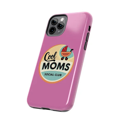 Pink Phone Case with Cool Moms Social Club Design for stylish smartphone protection