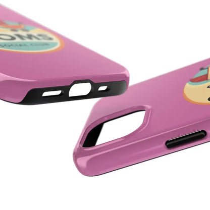Pink Phone Case with Cool Moms Social Club Design for stylish protection and organization