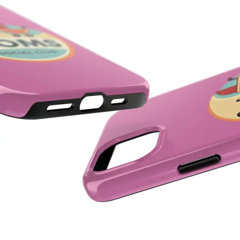 Pink Phone Case with Cool Moms Social Club Design showcased on a neutral background